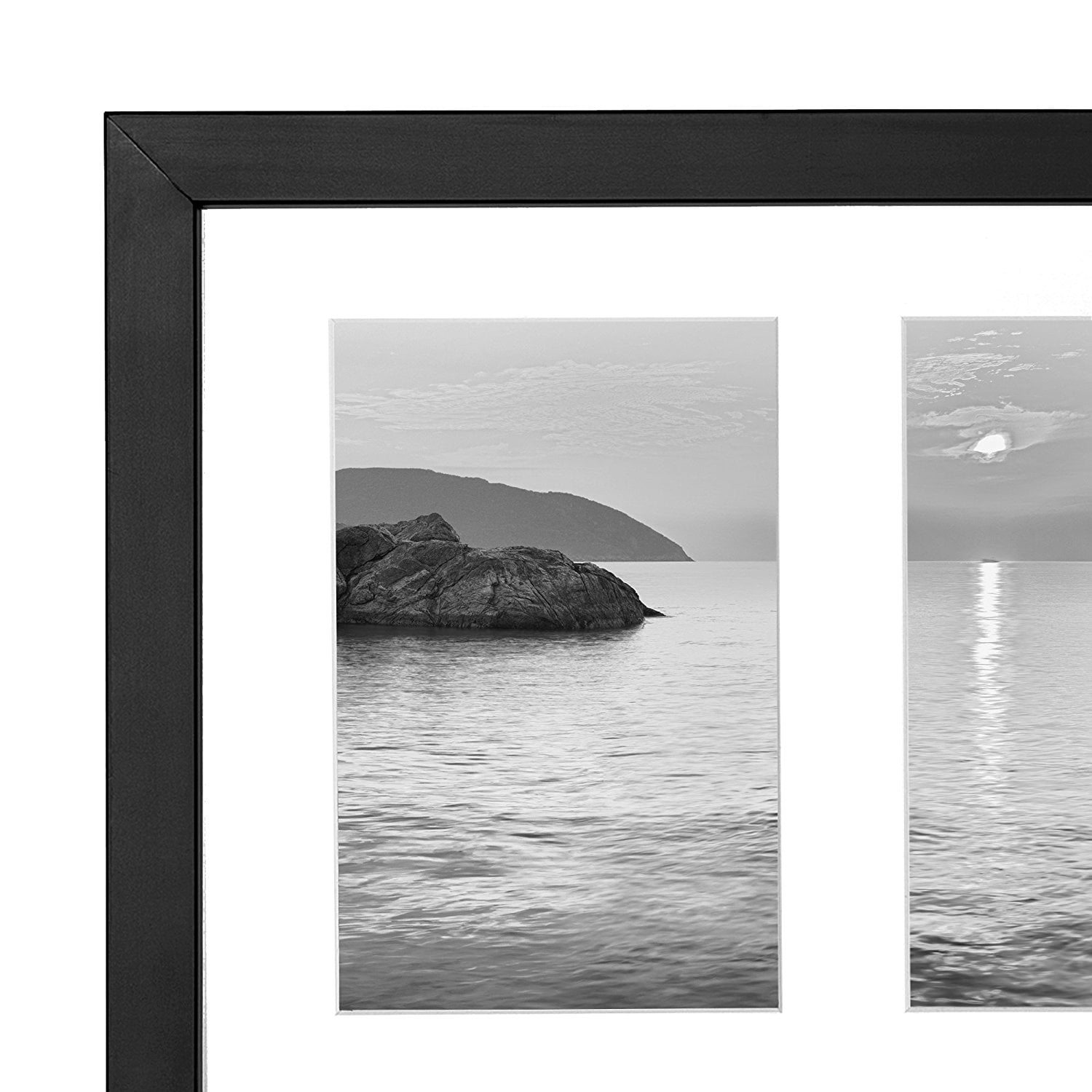 Americanflat 10x20 Collage Picture Frame with Three 5x7 Displays in Black - Comp