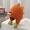 thumbnail image 2 of Toddler Kids Knit Hat Cute Soft Thickened Dinosaur Hat Beanie Warm Winter Cap, 2 of 8