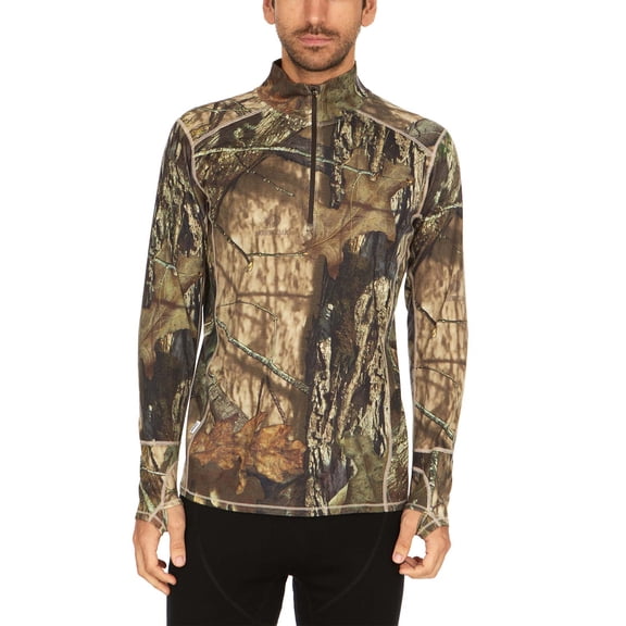 100% Merino Wool - Men’s Midweight Quarter Zip - Warm Pullover - Midlayer - Mossy Oak Country Roots - Large