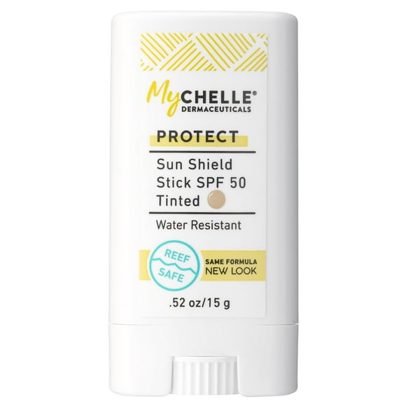 MyCHELLE Sun Shield Stick SPF 50 Tinted - Protector solar para arrecifes minerales para la cara