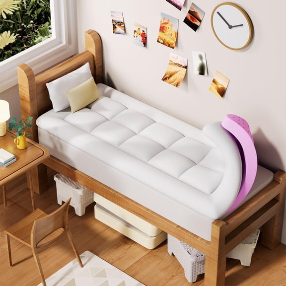 Dual Layer 5 Inch Memory Mattress Topper XL Size for Dorm Room, 2 Inch Memory 3 Inch 1450 GSM Pillow Mattress Pad Cover,College Dorm Essentials,White