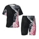thumbnail image 1 of Balery Pink White Ocean Waves Conjunto de Pijama Infantil de Manga Corta con Estampado – Ropa de Dormir de Algodón Suave-Small, 1 of 6