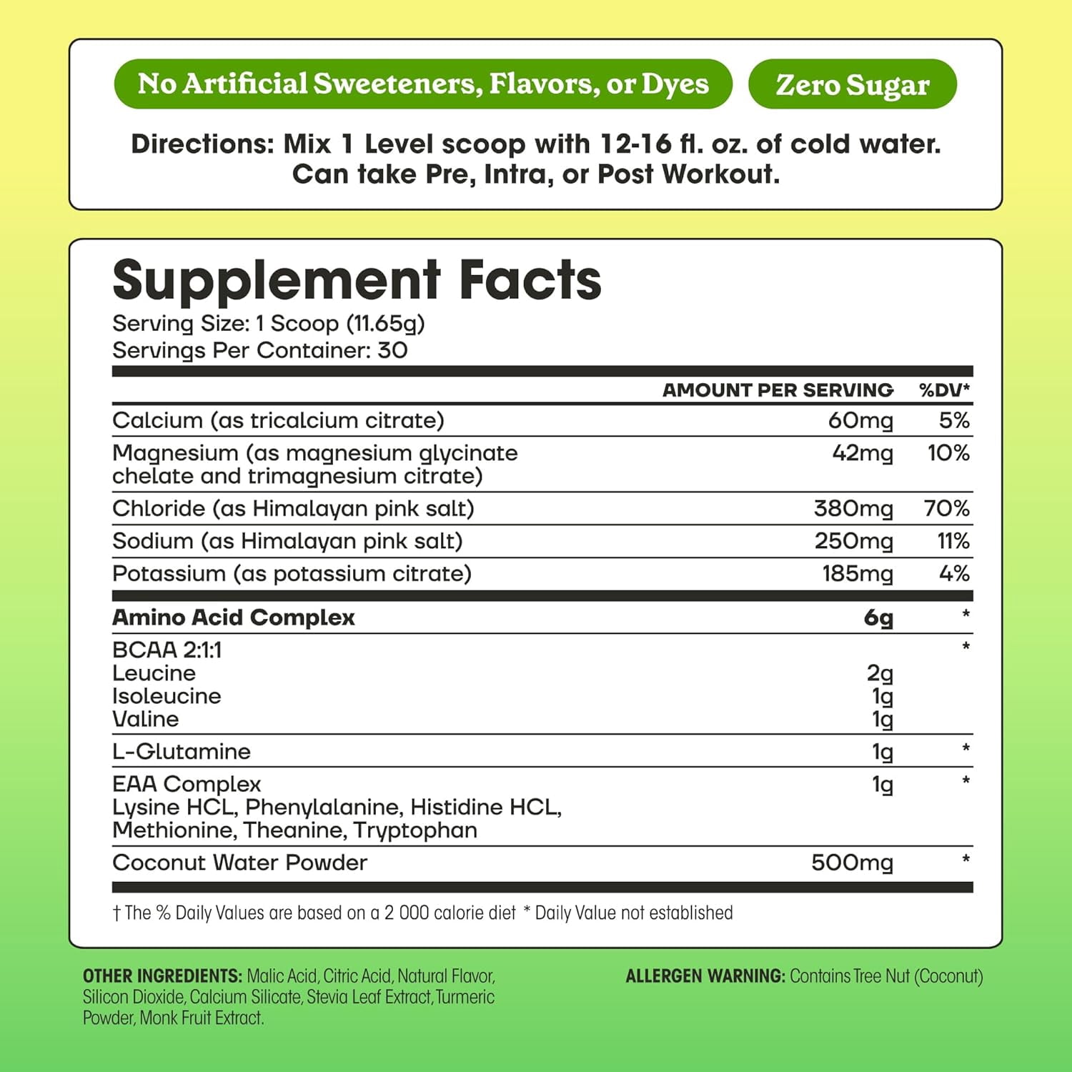 Fit&Lean Amino Hydration, Glutamine EAA BCAA Electrolytes, Citrus Lime, 30 Servings
