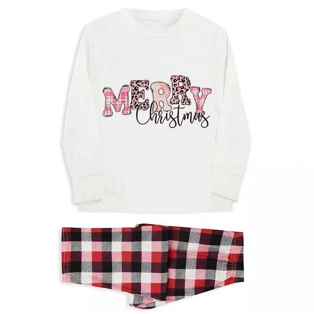 Pijamas a juego de Navidad para mujer, estampado de leopardo, Feliz Navidad, conjunto de pijamas blancos para mujer
