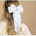 thumbnail image 2 of 1PC Satin Hair Bows for Women Large Hair Barrettes Ribbon for Girls Giant Long Bow Hair Clips Ponytail Holder Silk Big Hair Clips Accessories for Women(White), 2 of 5