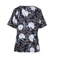 thumbnail image 5 of Enwejyy Womens Summer Short Sleeve V-Neck Floral Print Pleated Loose Fit Basic T-Shirts Plus Size, 5 of 5