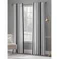 thumbnail image 4 of Black Grey Stripes Sheer Curtains 96 Inch Length 2 Panels Set, Simple Striped Lines Minimalist Modern Voile Window Treatment Semi Sheer Long Curtains Drapes for Bedroom/Living Room/Kitchen 52"x96"x2, 4 of 7