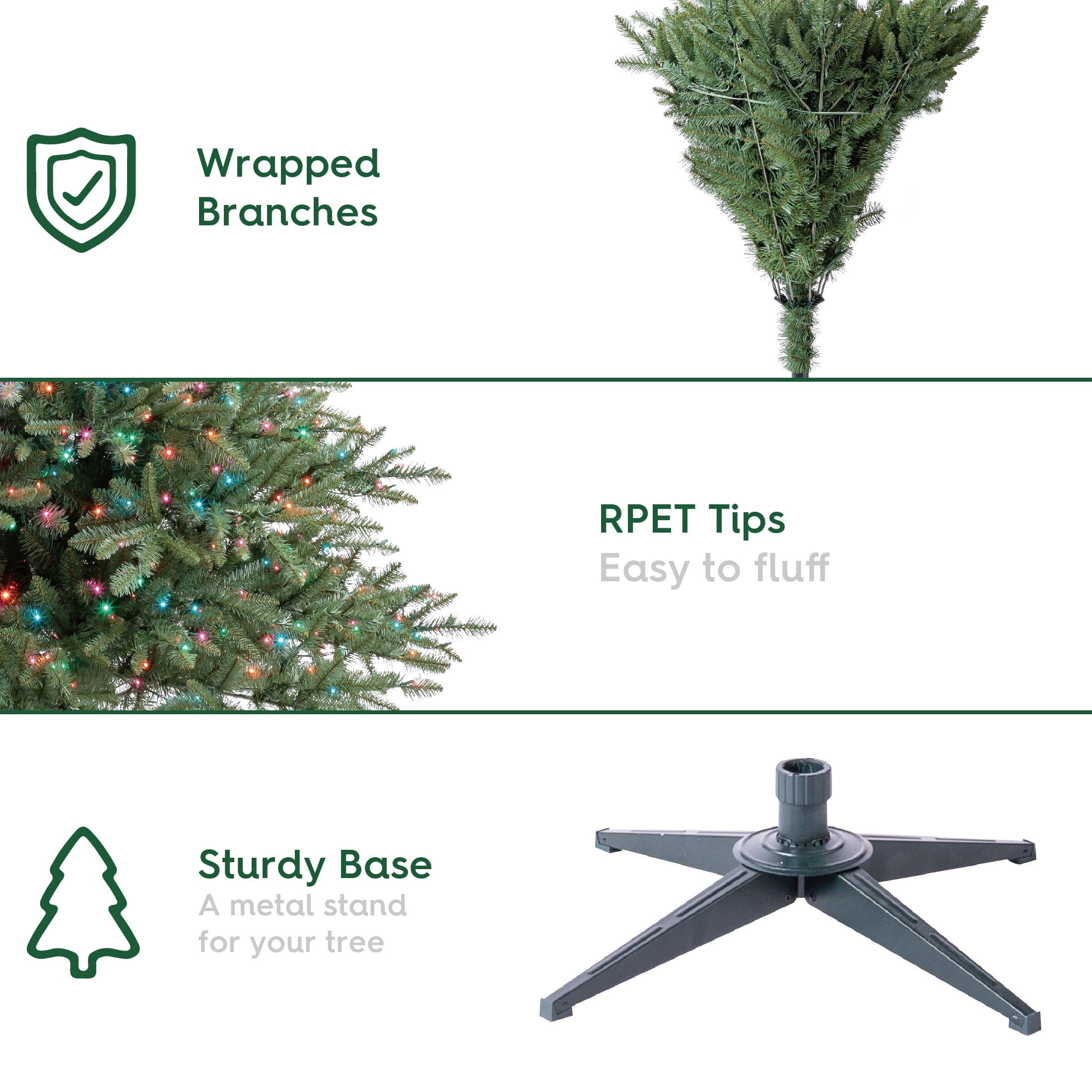 9' Pre-Lit Milford Pine Green Artificial Christmas Tree with LumaDazzle Color-Changing Twinkle LED Lights, Quick Set, and Stand, by Holiday Time