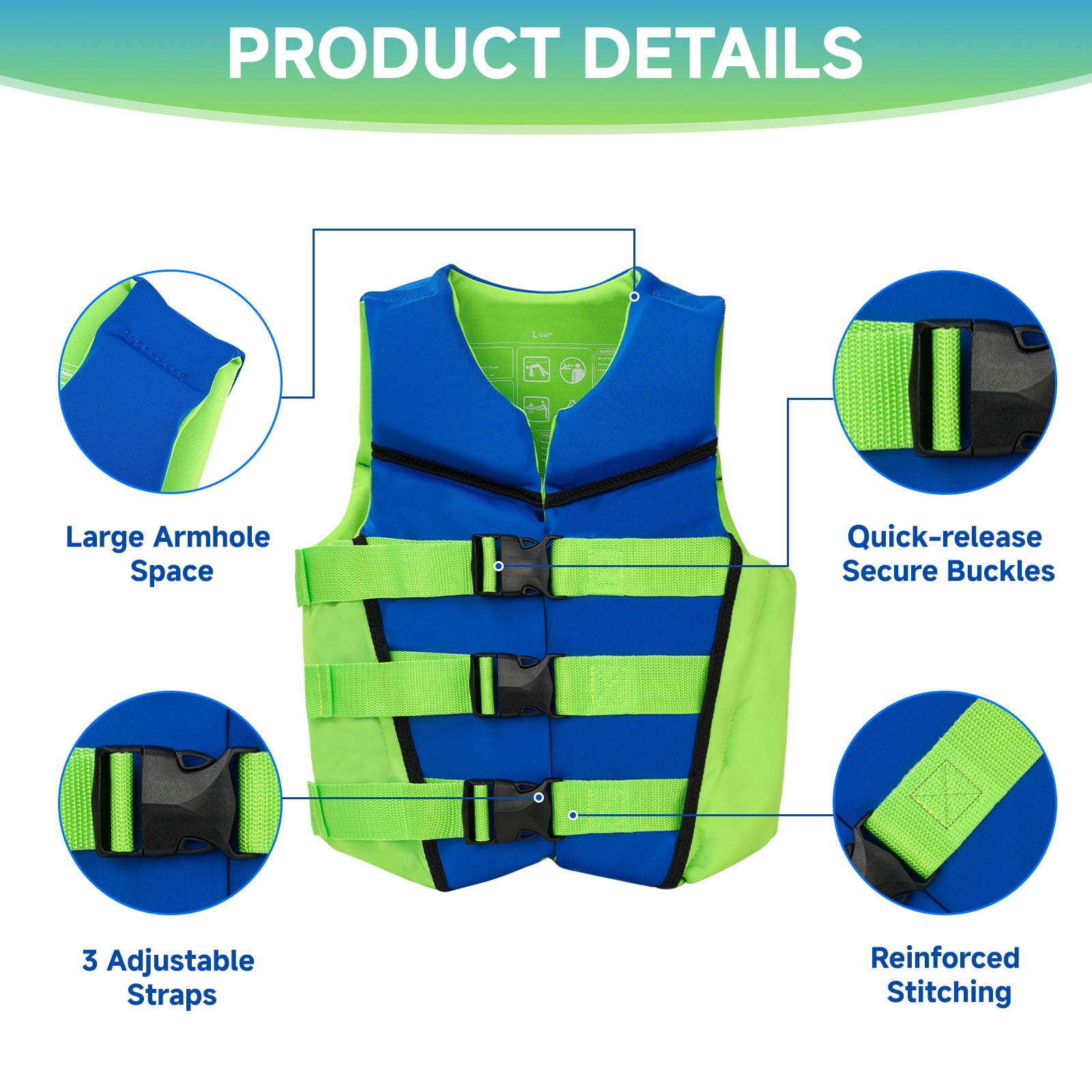 Kids Swim Vest Life Jacket Youth,Adjustable Flotation Buoyancy Swimsuit Trainer Vests,Swimming Aid Jacket for Boys Girls,Kayaking Fishing Sailing,Fit for 50-125 lbs