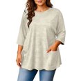 thumbnail image 2 of Women's Plus Size Basic Tee, Round Neck Short Sleeve Oversized Solid Top, Comfortable Summer Staple for Casual Wear or Home, Beige - 4XL, 2 of 5