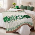 thumbnail image 3 of Throw Blanket Fleece Throw Blanket 50x60in, St. Patrick Botanical Clovers Leaves Soft Lightweight Bed Blankets Shamrock Wooden Plank Fuzzy Couch Blankets for All Season, 3 of 9