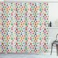 thumbnail image 1 of Flower Shower Curtain, Hippie Style Floral Pattern with Multiple Petals Irregularly Placed on Background, Fabric Bathroom Set with Hooks, 69W X 84L Inches Extra Long, Multicolor, by Ambesonne, 1 of 3