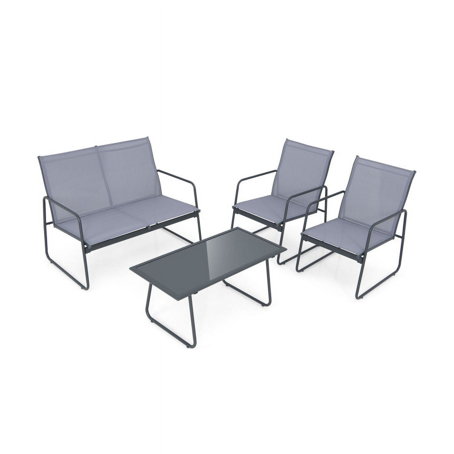 Aimee Lii 4 Pieces Metal Patio Furniture Set with Tempered Glass Coffee Table, Patio Conversation Sets for Backyard and Poolside Aimee Lii 4 Pieces Metal Patio Furniture Set with Tempered Glass Coffee Table, Patio Conversation Sets for Backyard and Poolside
