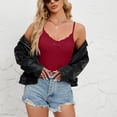 thumbnail image 4 of OIUUAK Soft Stretchy Lace Cami Tops for Women,&nbsp;V Neck Adjustable Spaghetti Strap Stretch Fitted Camisole Undershirt Tank Top Double Lined Cotton Blend Breathable Summer Going Out, Red, 4 of 9