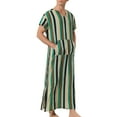 thumbnail image 4 of INSPIRE CHIC Striped Sleep Shirt for Men's V Neck Short Sleeves Color Block Nightrobe, 4 of 4