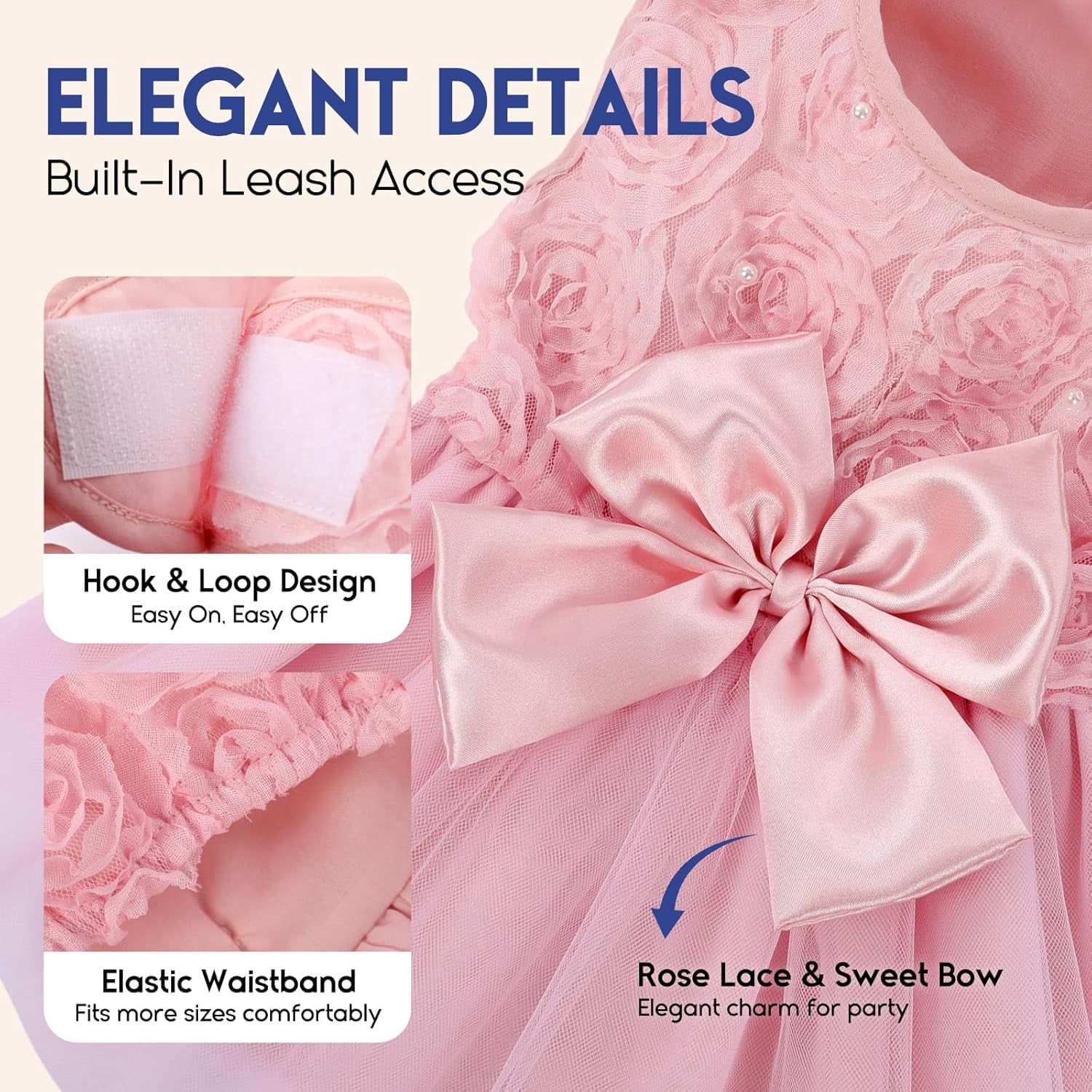 Petbb Dog Dress Pet Wedding Dress Princess Lace Puppy Birthday Party Outfit Formal Apparel Girl for Small Medium Dogs Cats (Small, Pink)