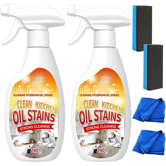2026 Heavy-Duty Kitchen Degreaser Foam Cleaner - 240ml Multipurpose Oil Stain Remover Spray, Strong Grill Cleaner for Restaurants and Home Chefs, on Tough Grease and Grime(with sponge towel)