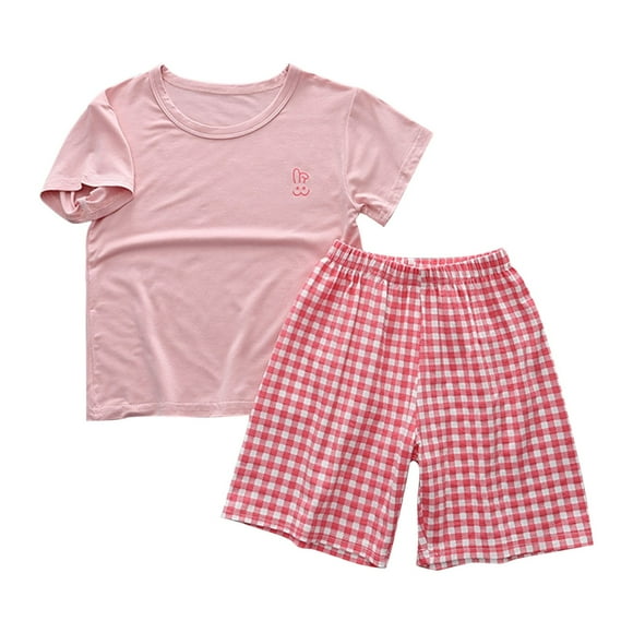 Odeerbi 1-12 Años Niños Niñas Pijamas de Algodón de Verano Manga Corta Tops Pantalones Cortos Conjunto Suave Estampado Ropa de Dormir Conjuntos de Pijama de Dos Piezas