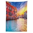 thumbnail image 3 of Ambesonne Italian Tablecloth Rectangular Table Cover, Venice Canal, 52"x70", Blue and Orange, 3 of 4