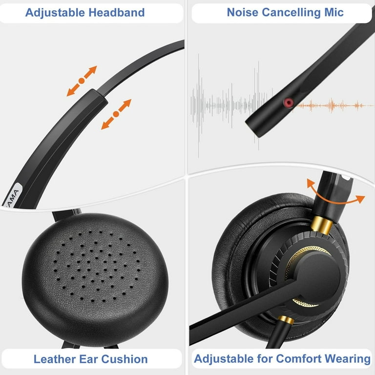 Arama Cell Phone Headset with Mic Noise Canceling 3.5mm Wired Headset for iPhone Samsung PC iPad Computer Headset for Skype for Business Office Clear Chat Universal Connection Walmart