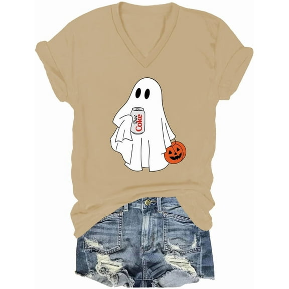 Halloween Diet Coke Ghost Shirt Diet Coke Ghost Tshirt Coke Lover V Neck T Shirt Funny Halloween Tops