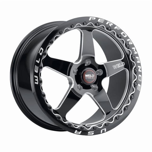Weld S90470067P49 17 x 10 in. 5x114.3 BP, 49 mm Offset & 7.42 in. BS - 78.1 mm Bore Ventura Beadlock S904 Gloss Black & Milled Wheel