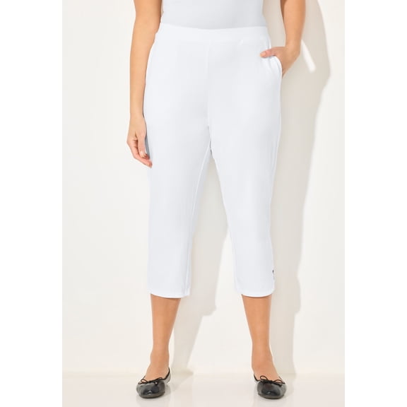 Catherines Women's Plus Size Suprema Studio Ring Accent Capri