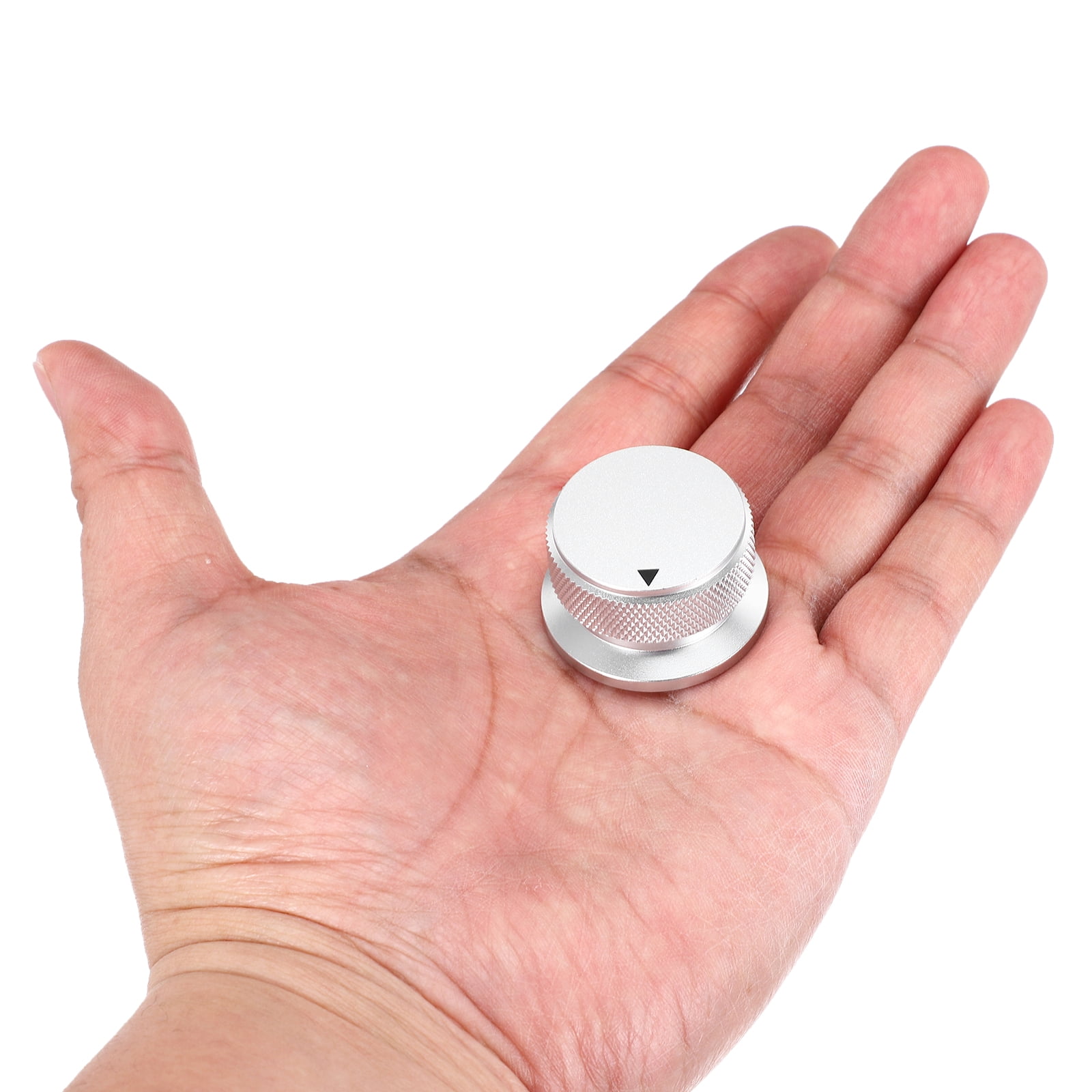 2 Pcs Aluminium Potentiometer Knobs, 1/4" (6mm) Universal Volume Tone Control Knobs with Arrow Indicator, 4/5" Silver(34x20mm)