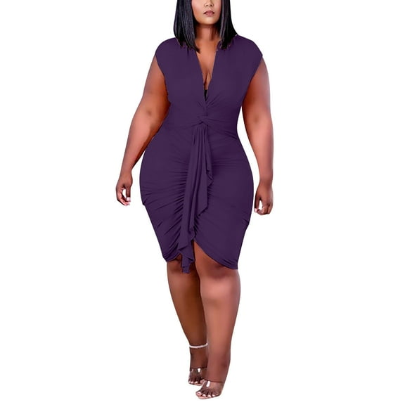 Women's Casual Wrap Dress Asymmetric V Neck Flowy Comfortable Elegant Plus Size Summer Boho Stylish Loose Fit