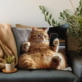thumbnail image 5 of Cat Pattern Decorative Pillow Cover 18x18 Inch, Soft Square Throw Pillow Case with Hidden Zipper for Couch, Sofa, Bed, Home Decor (1 Piece), 5 of 5