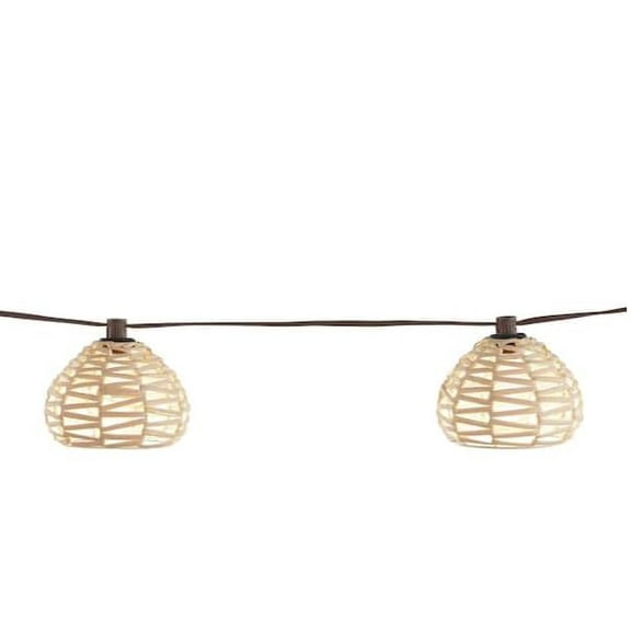 10-Light 10 ft. Outdoor/Indoor Plug-in Round Globe Bulb LED Rattan String Light