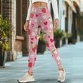 thumbnail image 4 of COEQINE Buttery Soft Yoga Pants for Women with Pockets Tummy Control Breathable High Waisted Running Workout Leggings Stretchy Hip Lift Tights, Strawberry Heart Flower Pink, M, 4 of 7
