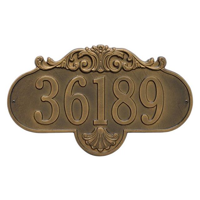Whitehall Products 2017AB Grande Wall One Line Rochelle Address Plaque, Antique Brass