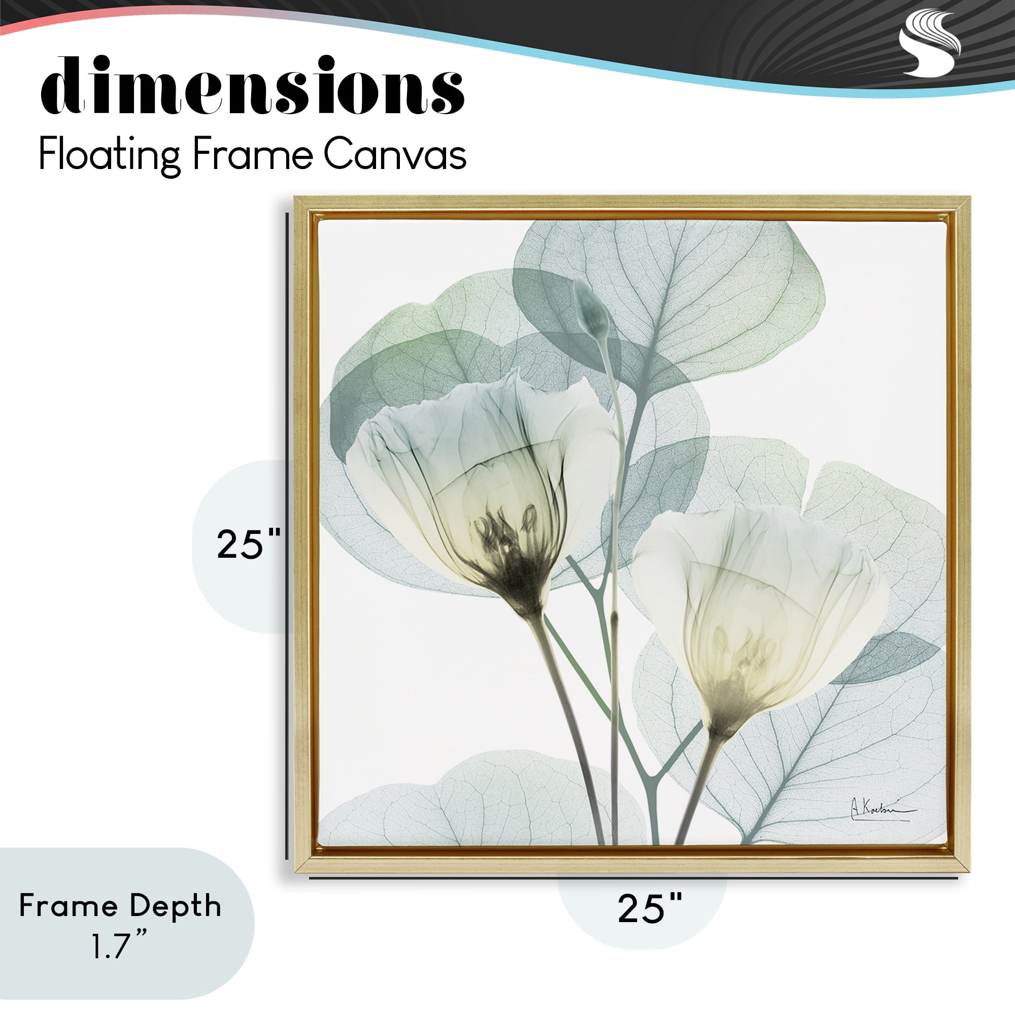 Stupell Industries Divine Fate Flower Leaves Gold Framed Floater Canvas Wall Art, design by Albert Koetsier