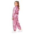 thumbnail image 7 of iiniim 2Pcs Girls Dance Outfits Jazz Hip Hop Dance Metallic Cropped Jacket Pants Set Modern Dancewear Pink 6, 7 of 7