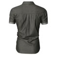 thumbnail image 4 of SDNall Denim Shirt Men Fashion Short Sleeve Open Front Loose Outerwear Blouse Tops Mens Casual Button Down Shirts (Dark Gray,Sizes:S-2XL), 4 of 9