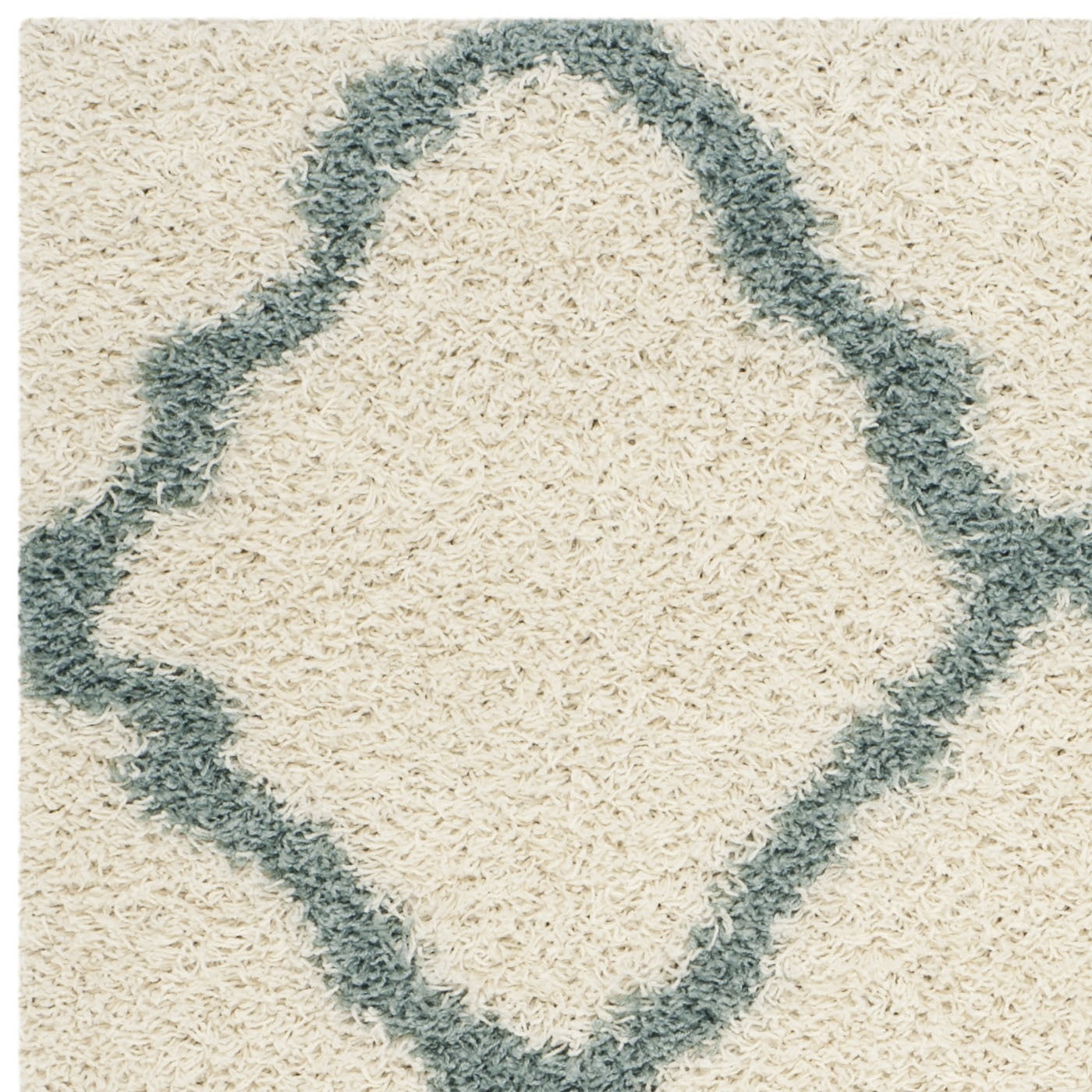 SAFAVIEH Daley Geometric Plush Shag Area Rug, Ivory/Seafoam, 8'6" x 12'