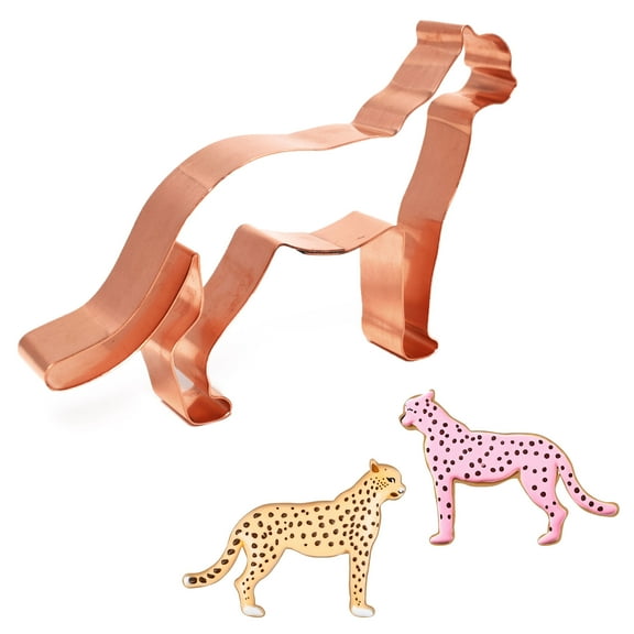 Cheetah Cookie Cutter 5.25 X 3.5 inches - Handcrafted Copper by The Fussy Pup