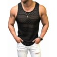 thumbnail image 2 of Men See Through Vest Crewneck Sleeveless Tank Tops Shirts Black S, 2 of 7