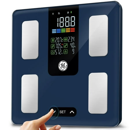 GE Smart Scale for Weight Body Fat BMI with Button Function, 11.8", 500lb Weighing Capacity