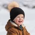 thumbnail image 5 of Baby Toddler Beanie Solid Color Cute Knitting Hat with Pom-Pom for 0-3 Years Little Kids Winter Beanie Hat, 5 of 6