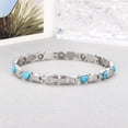 thumbnail image 2 of HLONK Stainless Steel Magnetic Unisex Fashion Accessory 1pc Adjustable Link Bracelet with Heart & Turquoise Accents - Tool Included, 2 of 6