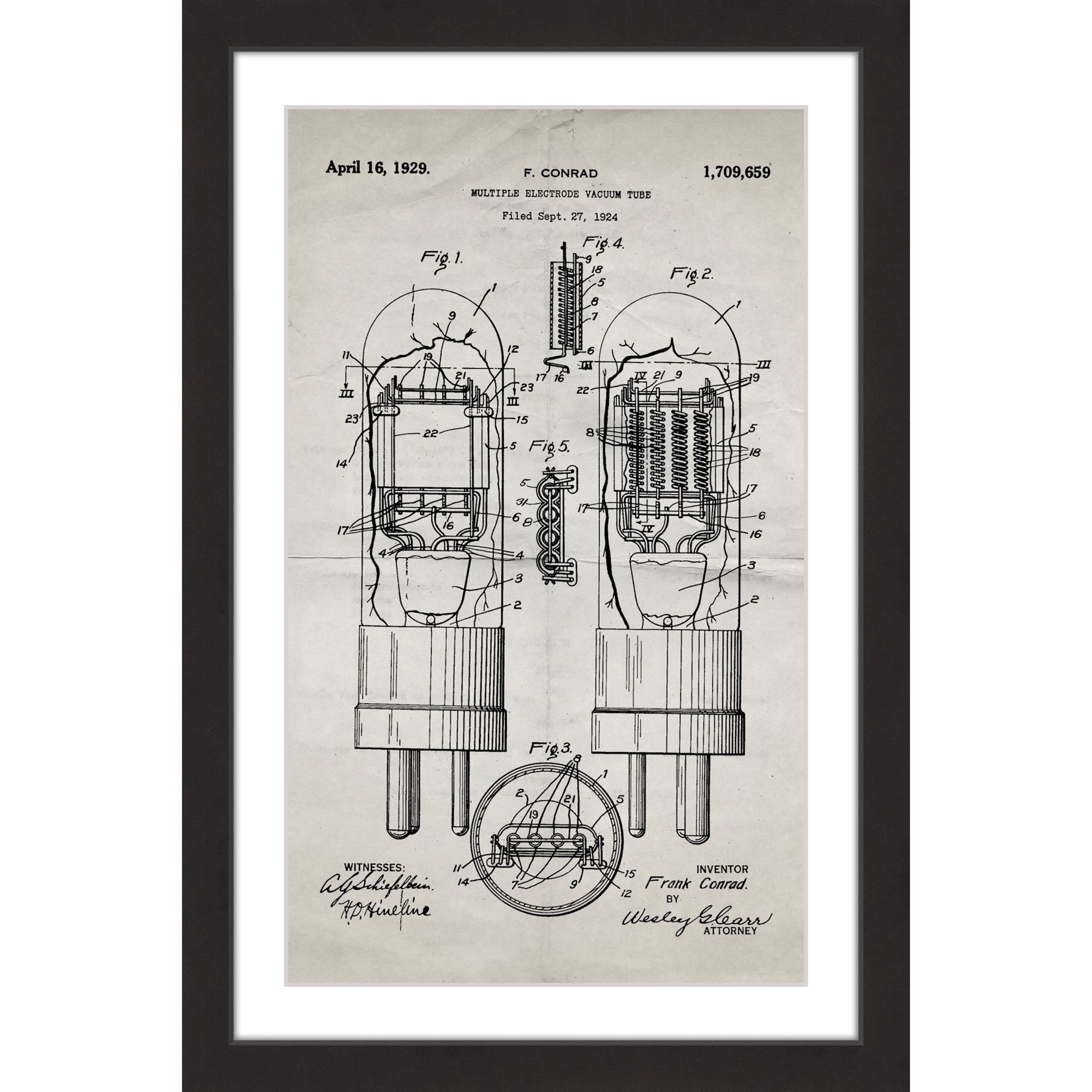 "Vacuum Tube 1924 Old Paper" Framed Painting Print