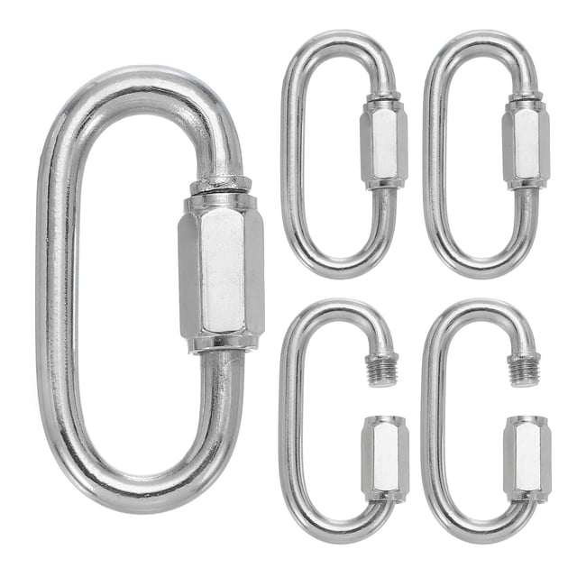 Uxcell M6 1.6" 304 Stainless Steel Quick Link Chain Connector, D Ring Chain Hooks 873 LBS Capacity 5 Pcs