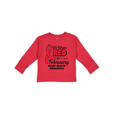 

Inktastic Heart Health Awareness We Wear Red in February Gift Toddler Boy or Toddler Girl Long Sleeve T-Shirt