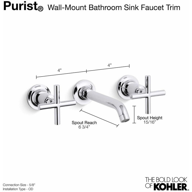 Kohler K-T14413-4-2MB Purist Bathroom discount Sink Faucet, Vibrant Brushed Moderne Brass