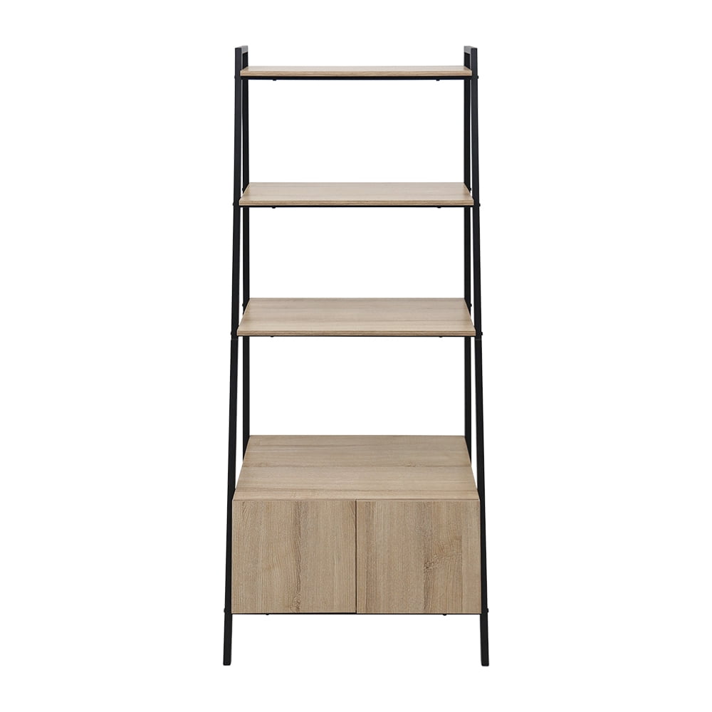 Abble 4 Tier Bookcase with Cabinet, Black/Brown