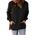 thumbnail image 3 of Vedolay Cute Tops Women's V Neck Button Down Long Sleeve Loose Pullover Hooded Sweatshirts Tops,Black XL, 3 of 5