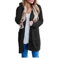 thumbnail image 2 of Cardigans on Womens Ladies Solid Open Front Soft Chunky Pocket Long Sleeve Coat Outerwear Cardigan, 2 of 7