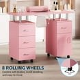 thumbnail image 4 of Professional Nail Tech Station with Electric Downdraft Vent, Locking Casters & Storage Drawers, 43” Salon Manicure Table with Wrist Cushion & Dust Collector, 4 of 8